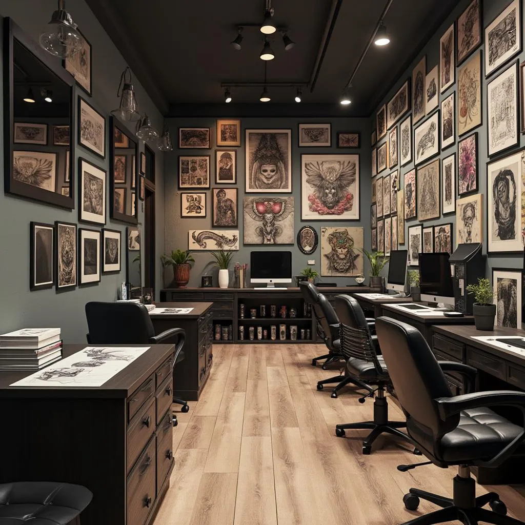 Interior del estudio de tatuajes Damageabilitys en Buenos Aires