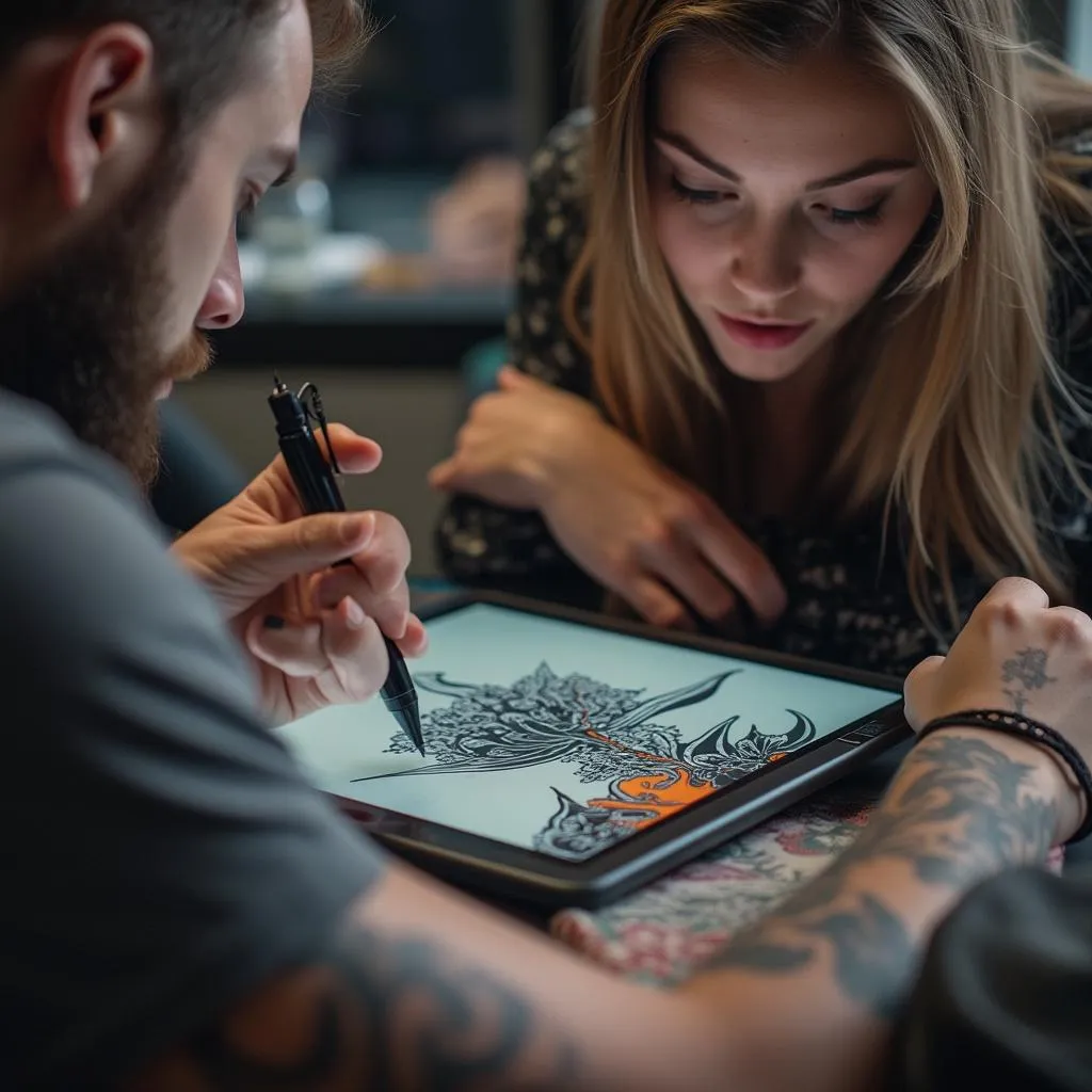 Artista trabajando en un diseño personalizado