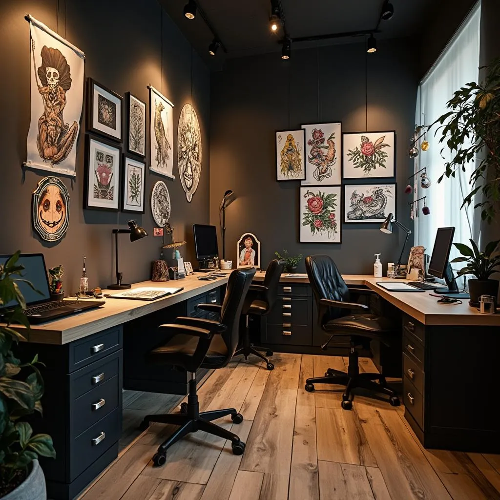 Interior del estudio de tatuajes